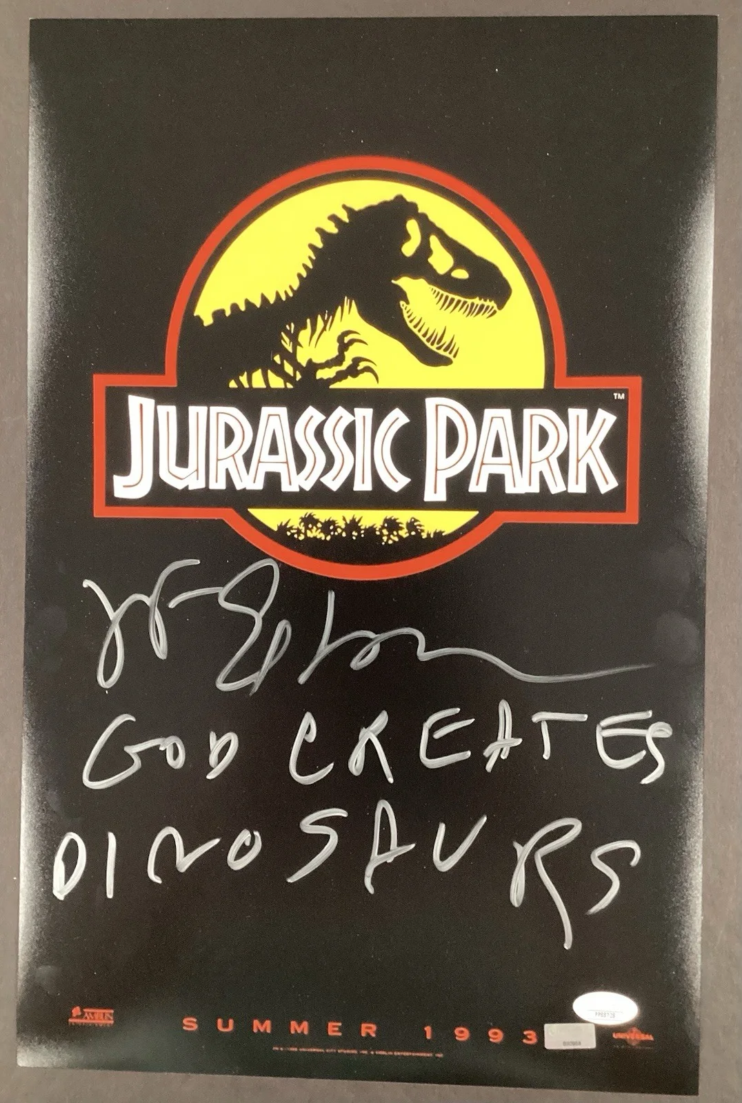 Jeff Goldblum — Jeff Goldblum Signed Movie Poster 11x17 Jurassic Park Auto Dinosaurs Inscrip JSA