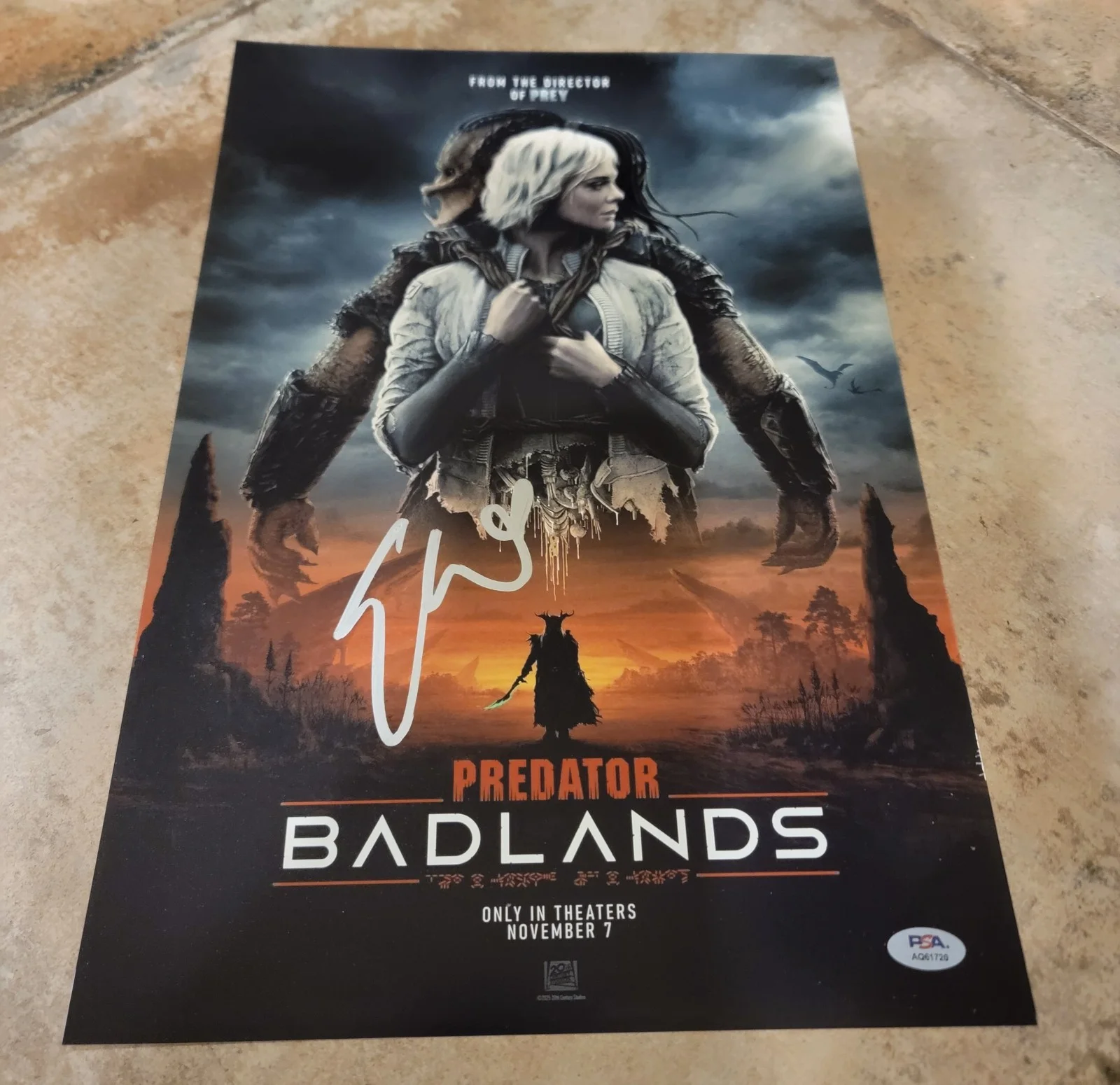 Elle Fanning — Elle Fanning signed 12x18 photo autograph PSA DNA Predator Badlands poster B