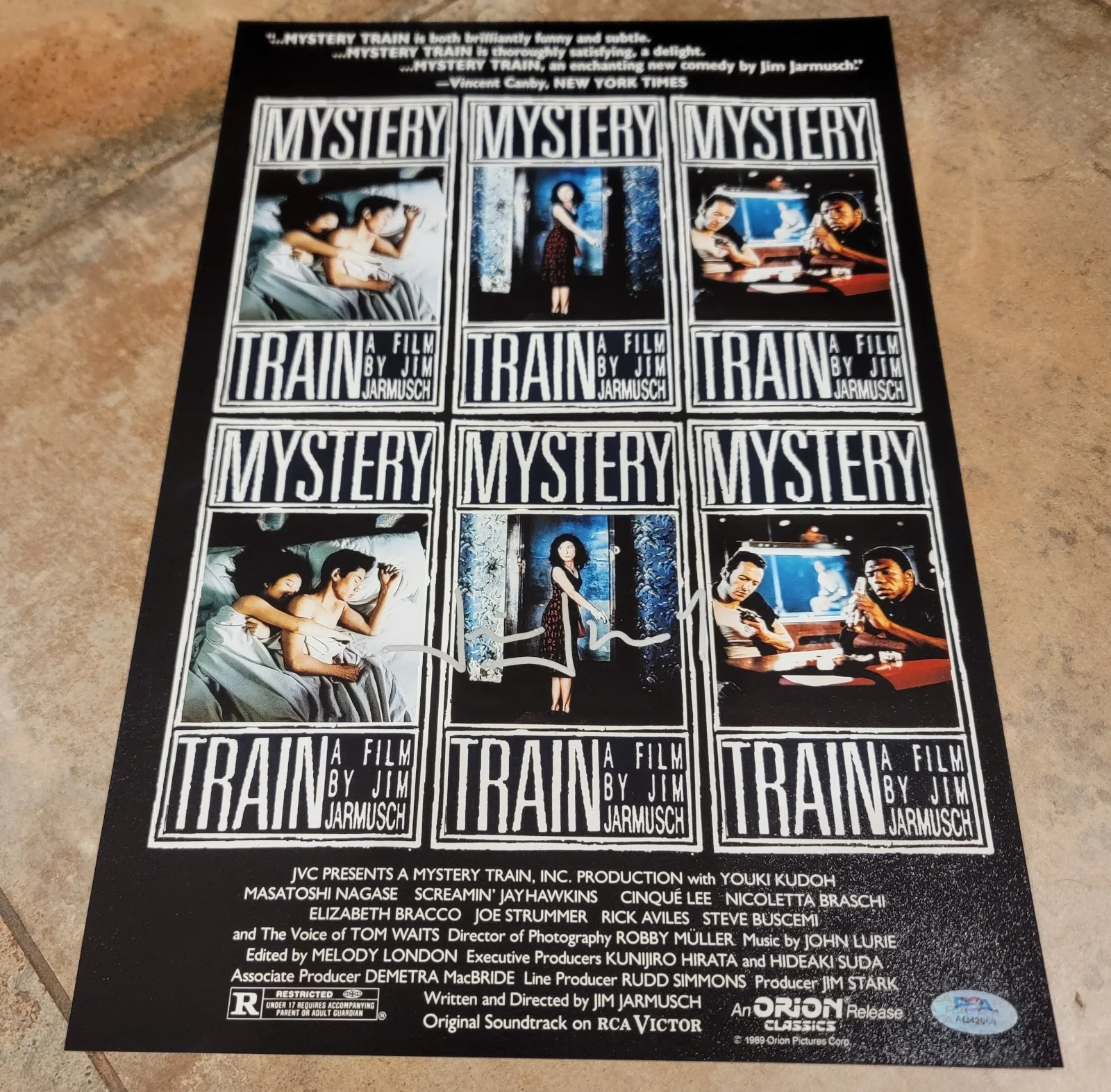 Jim Jarmusch — Jim Jarmusch signed 12x18 photo autograph PSA DNA Mystery Train poster