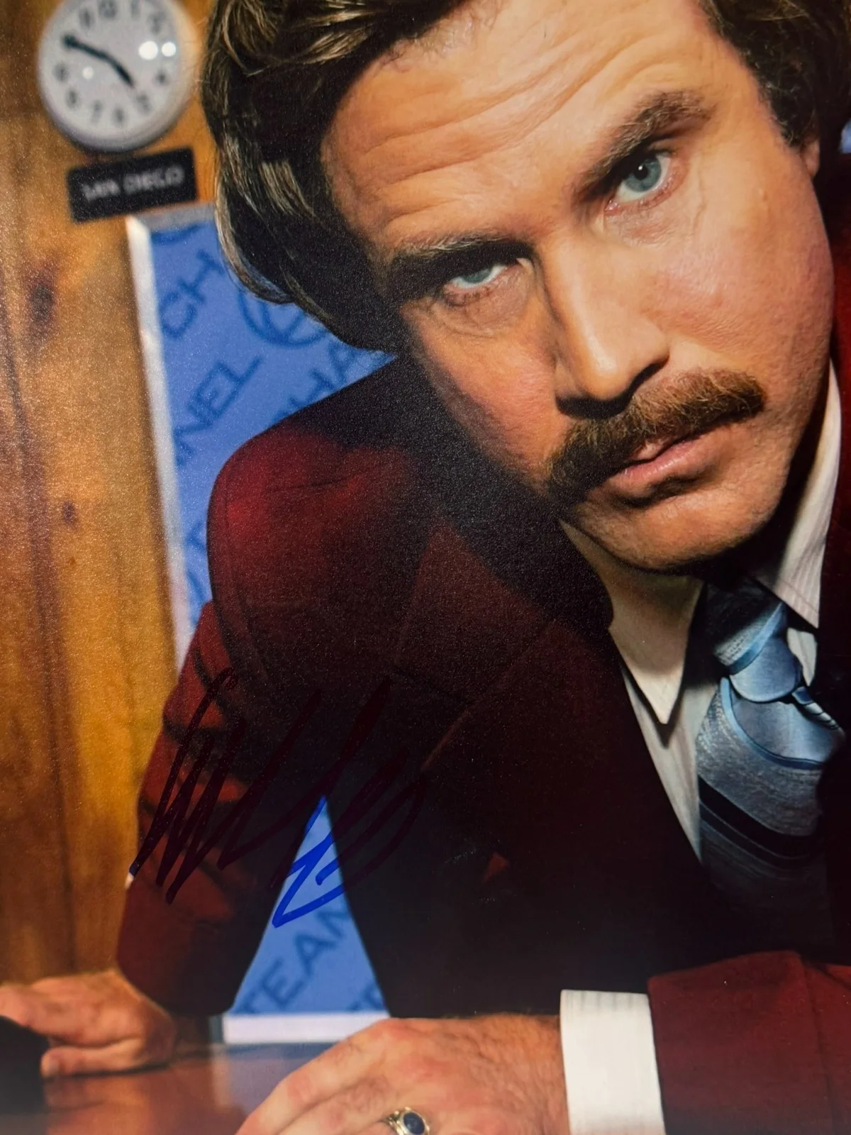 WILL FERRELL SIGNED 11X14 RON BURGUNDY PHOTO ANCHORMAN AUTO BECKETT BAS COA, image 2