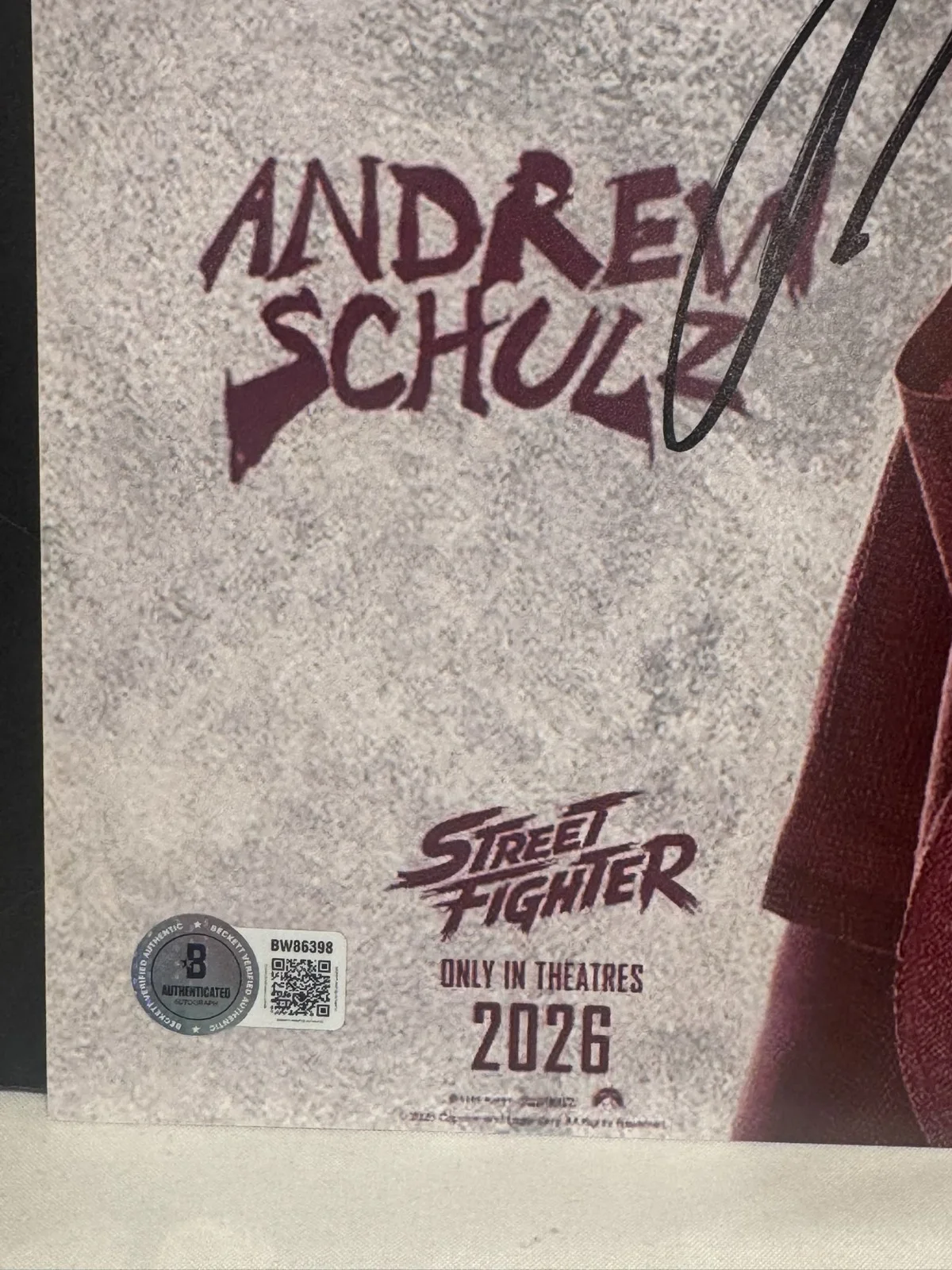 ANDREW SCHULZ SIGNED 11X14 DAN PHOTO STREET FIGHTER 2026 AUTO BECKETT BAS COA, изображение 2