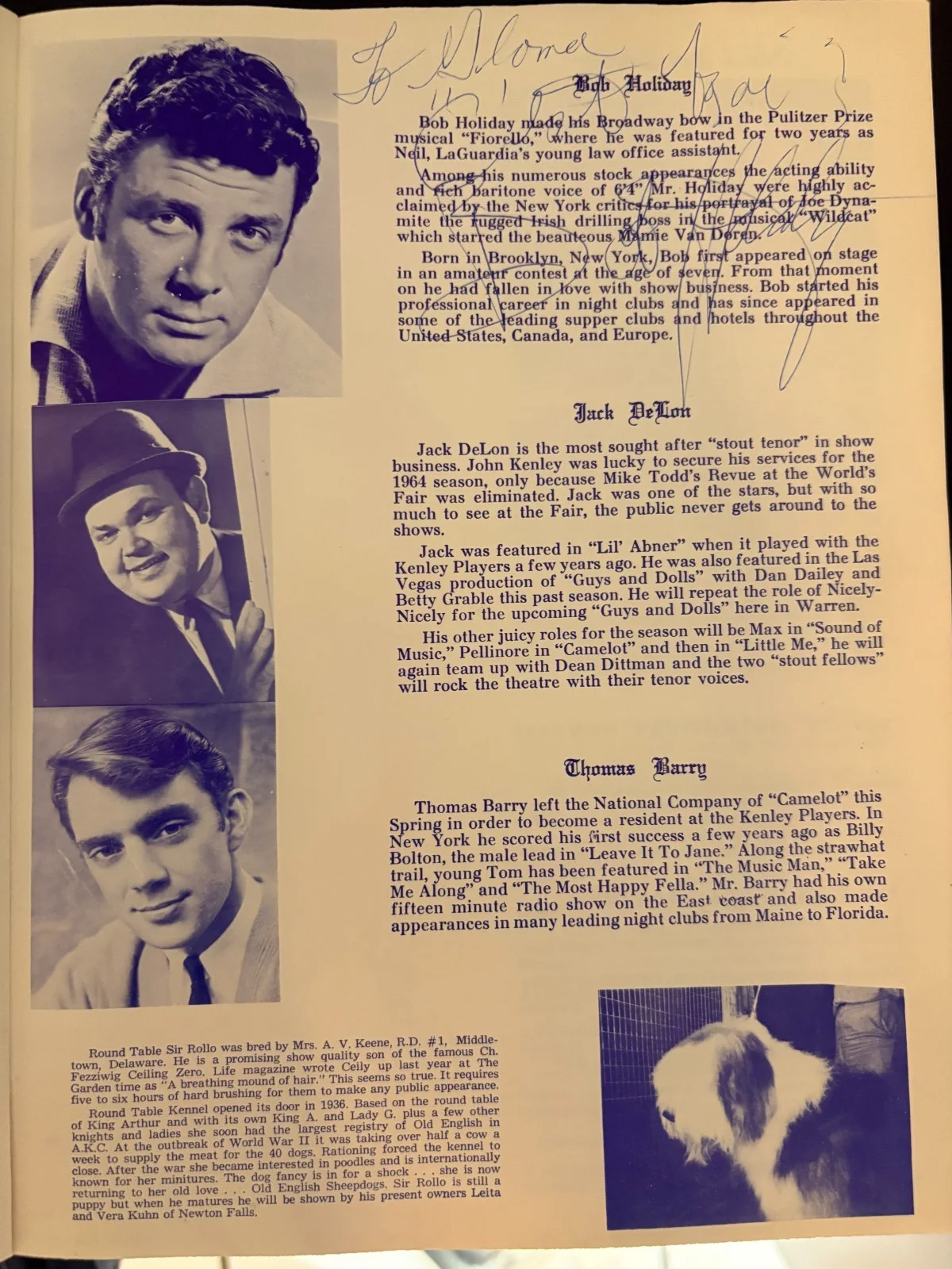 Bob Holiday — * Vintage "CAMELOT" Program SIGNED by BOB HOLIDAY, Lois Hunt, Earl Wrightson, image 2