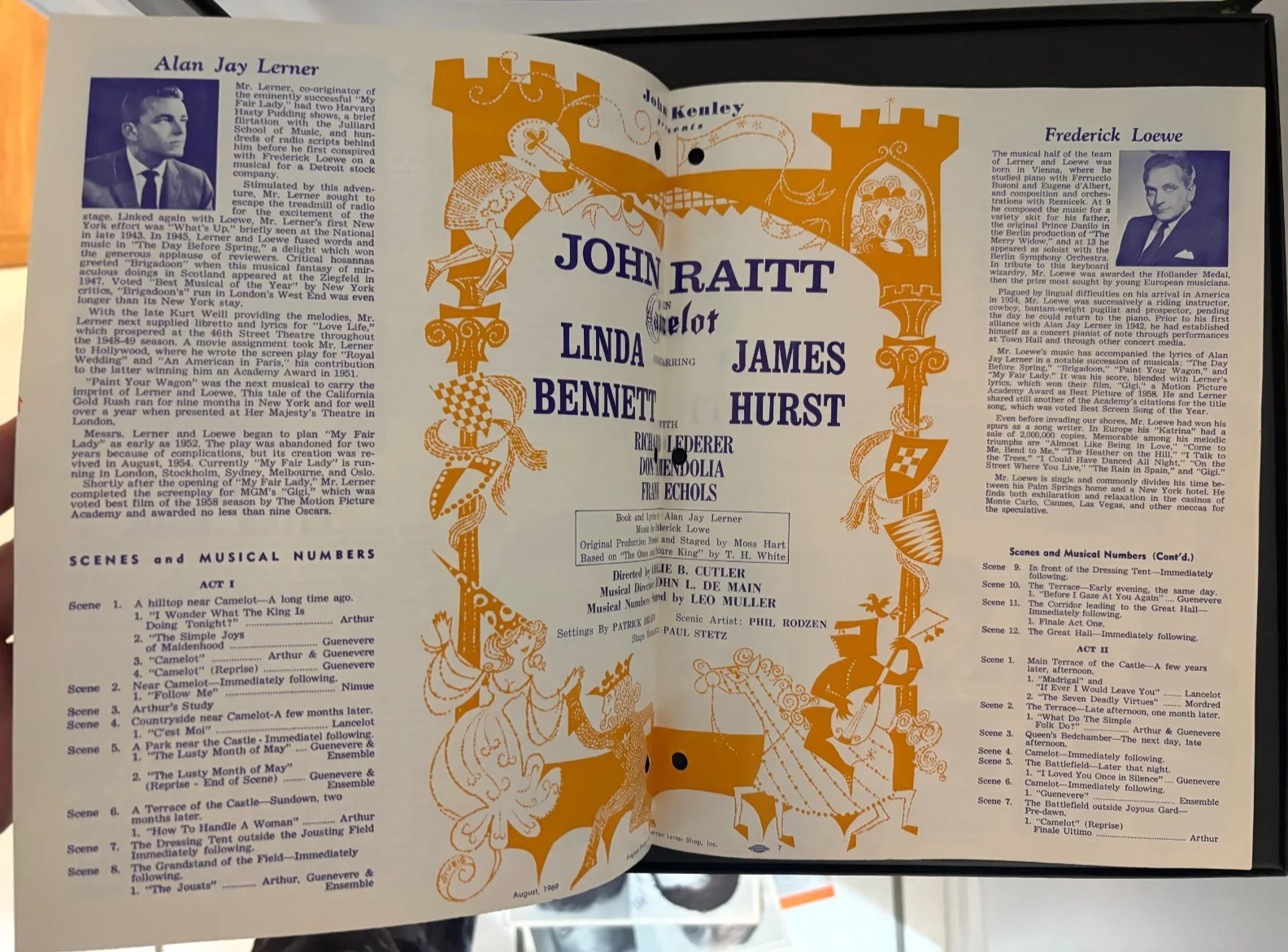 John Raitt — * Vintage 1969 "CAMELOT" Program SIGNED by JOHN RAITT with Linda Bennett, image 2