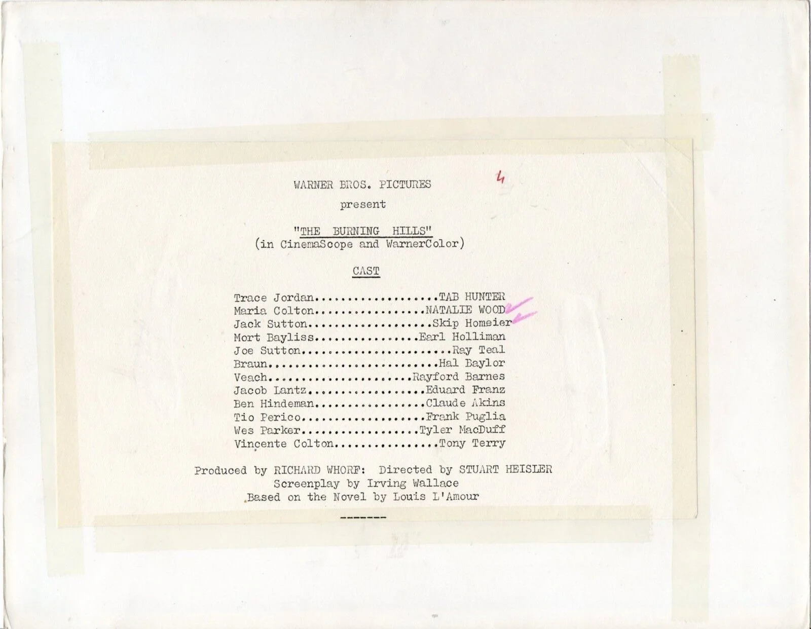 BURNING HILLS 1956 Natalie Wood, Skip Homeier 10x8 STILL #51, image 2