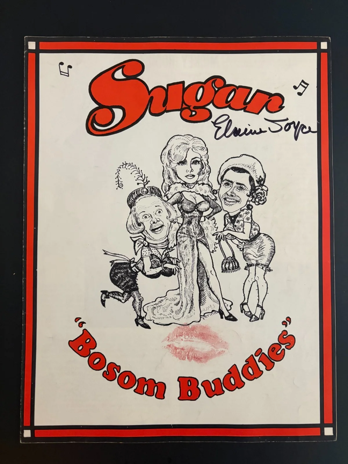 Elaine Joyce — * Vintage 1975 "SUGAR" Bosom Buddies Program SIGNED by ELAINE JOYCE as SUGAR