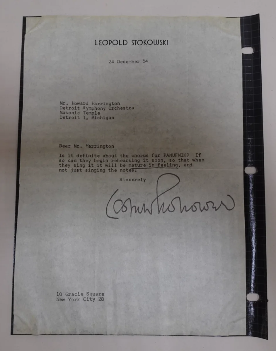 Leopold Stokowski — Leopold Stokowski British Conductor Autograph Letter Symphony Manager 12/24/54