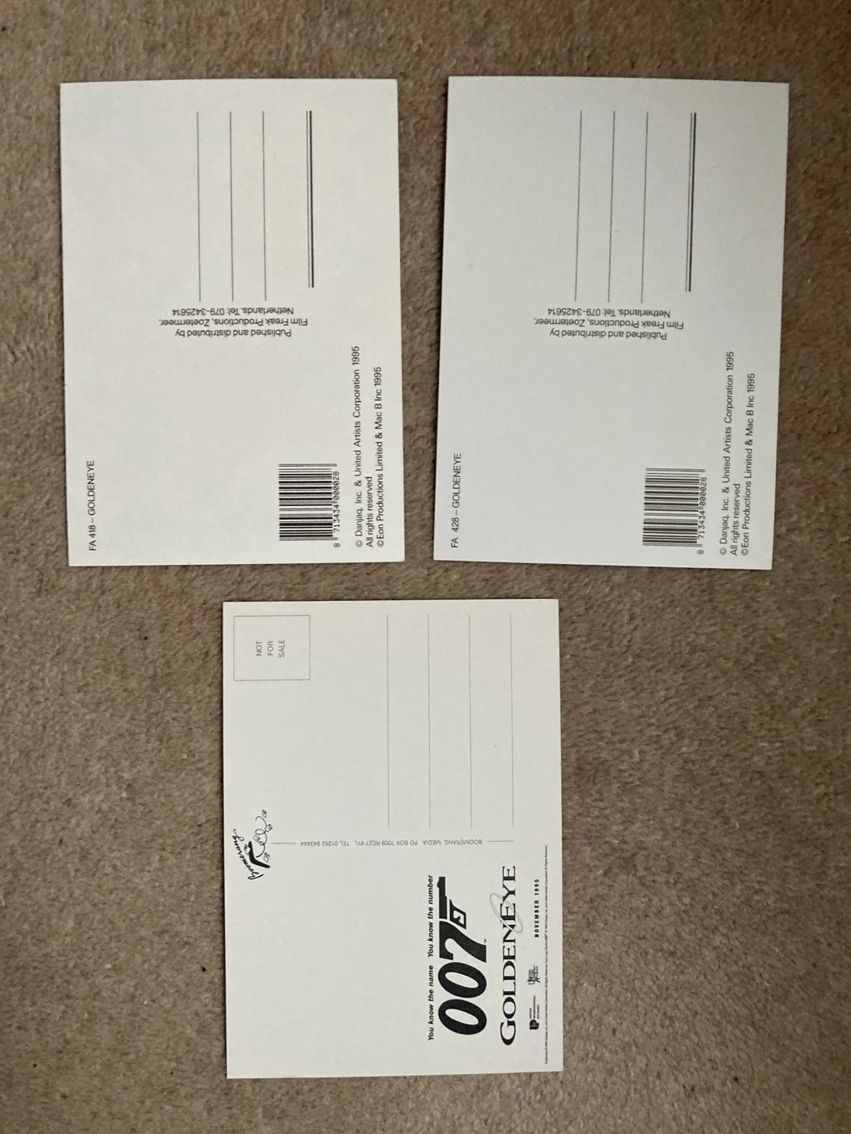 JAMES BOND 007 Pierce Brosnan Goldeneye Set of 3 Postcards, изображение 4