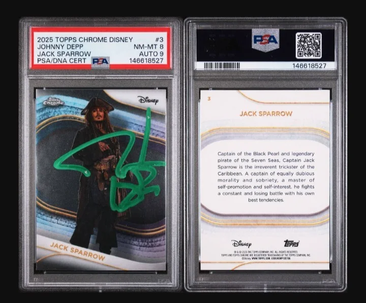 Johnny Depp — 🔥JOHNNY DEPP SIGNED AS JACK SPARROW–2025 TOPPS CHROME DISNEY PSA/DNA AUTO RARE, image 2