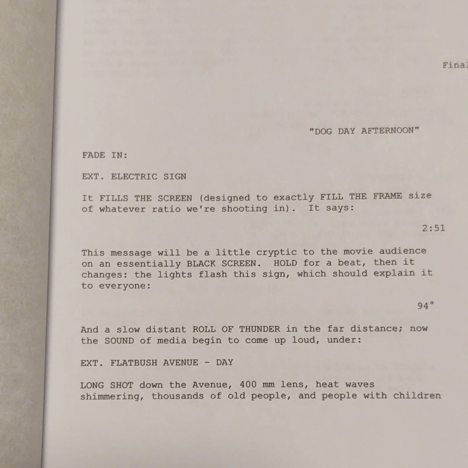 Warner Bros. Dog Day Afternoon Original Signed Script Final 9/22/1973, image 5