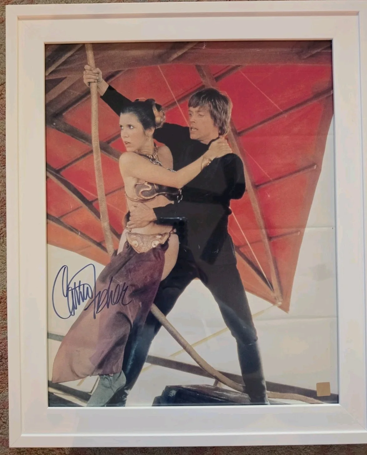 Carrie Fisher — Carrie Fisher Signed Star Wars Slave Leia 16x20 Poster with COA and proof photo