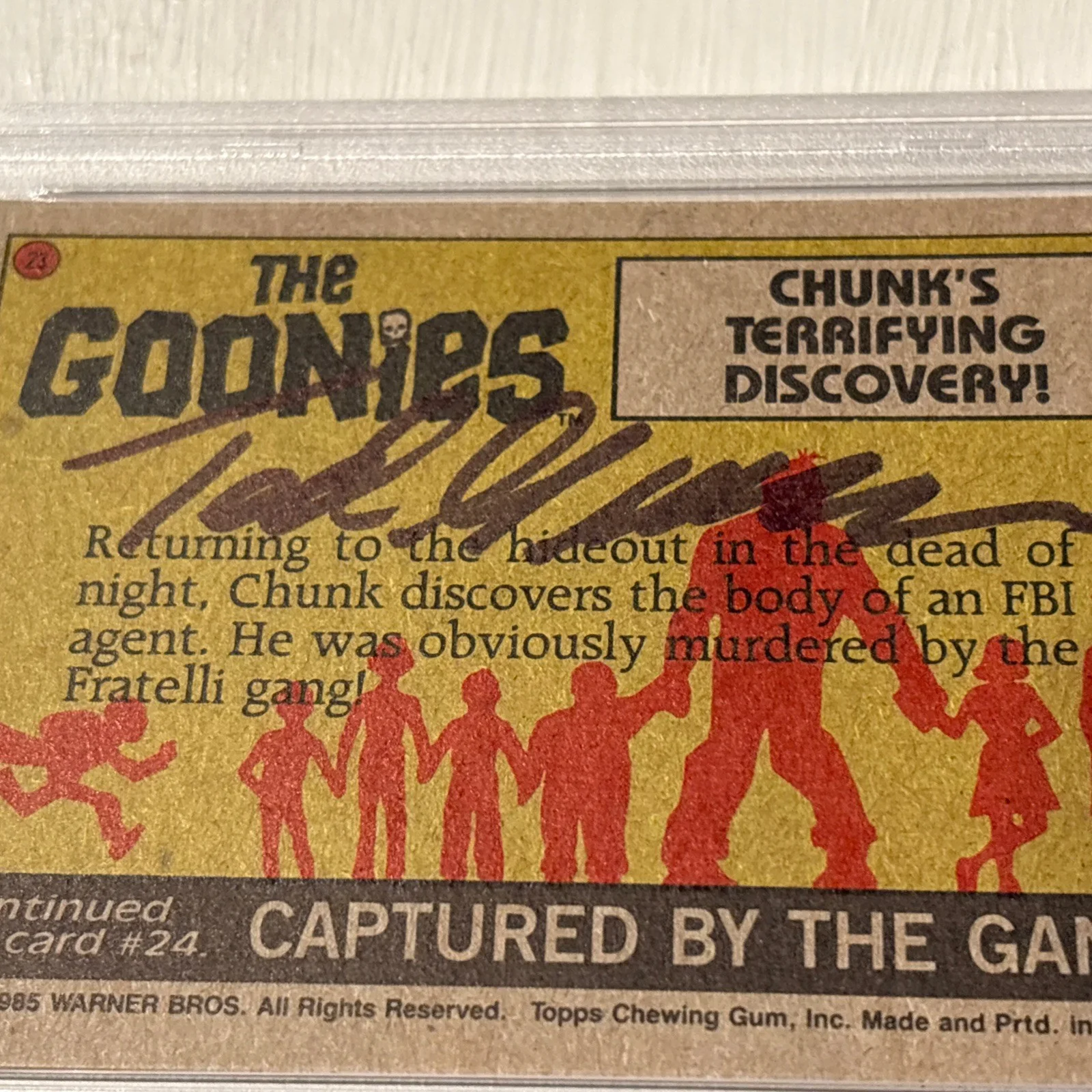 Ted Grossman — Ted Grossman 1985 Topps Goonies Card SIGNED Autographed Auto “The stiff” PSA DNA, изображение 2