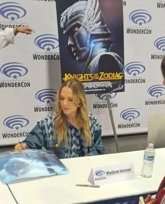 Famke Janssen, Mark Dacascos, Madison Iseman, Nick Stahl — Knights of the Zodiac Cast Signed Poster WonderCon 2023 Janssen Dacascos Iseman, изображение 4