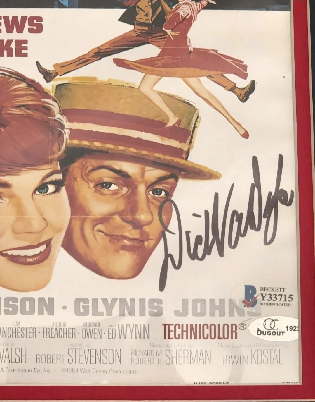 Dick Van Dyke, Juila Andrews, Richard Sherman — Julie Andrews, Van Dyke & Sherman " Mary Poppins " Signed Display JSA/BAS Cert, изображение 3