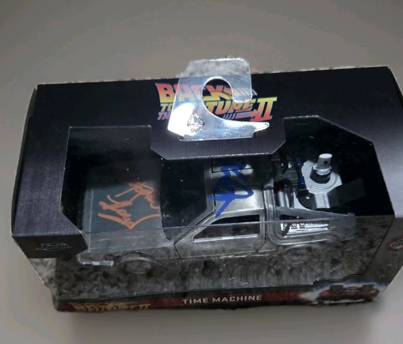 Michael J. Fox, Christopher Lloyd — MICHAEL J FOX & CHRISTOPHER LLOYD SIGNED BACK TO THE FUTURE 1:32 DELOREAN w COA, image 2