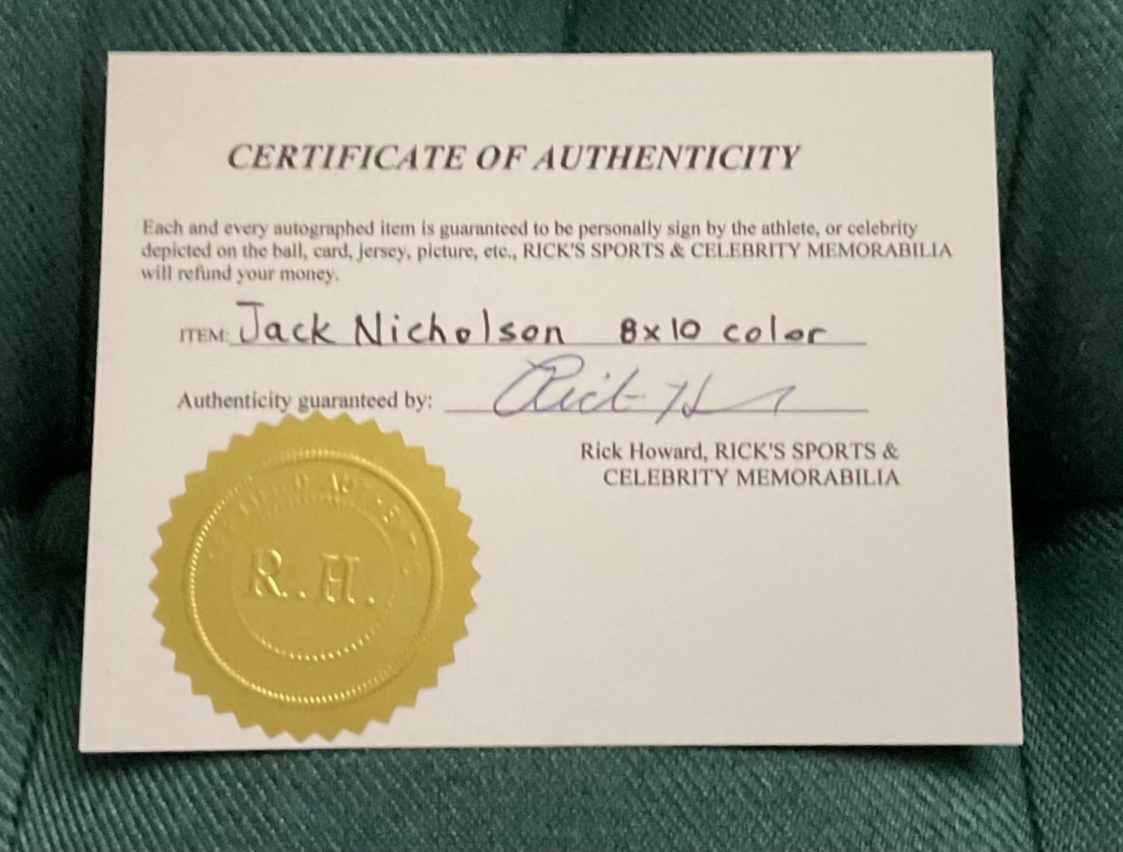 Jack Nicholson — *JACK NICHOLSON *Signed Autograph 8x10 color w/COA, image 3