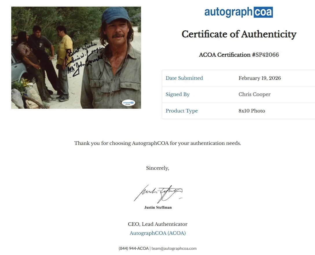 Chris Cooper — Chris Cooper Signed 8x10 Inscribed Photo from the Movie Adaptation, image 2