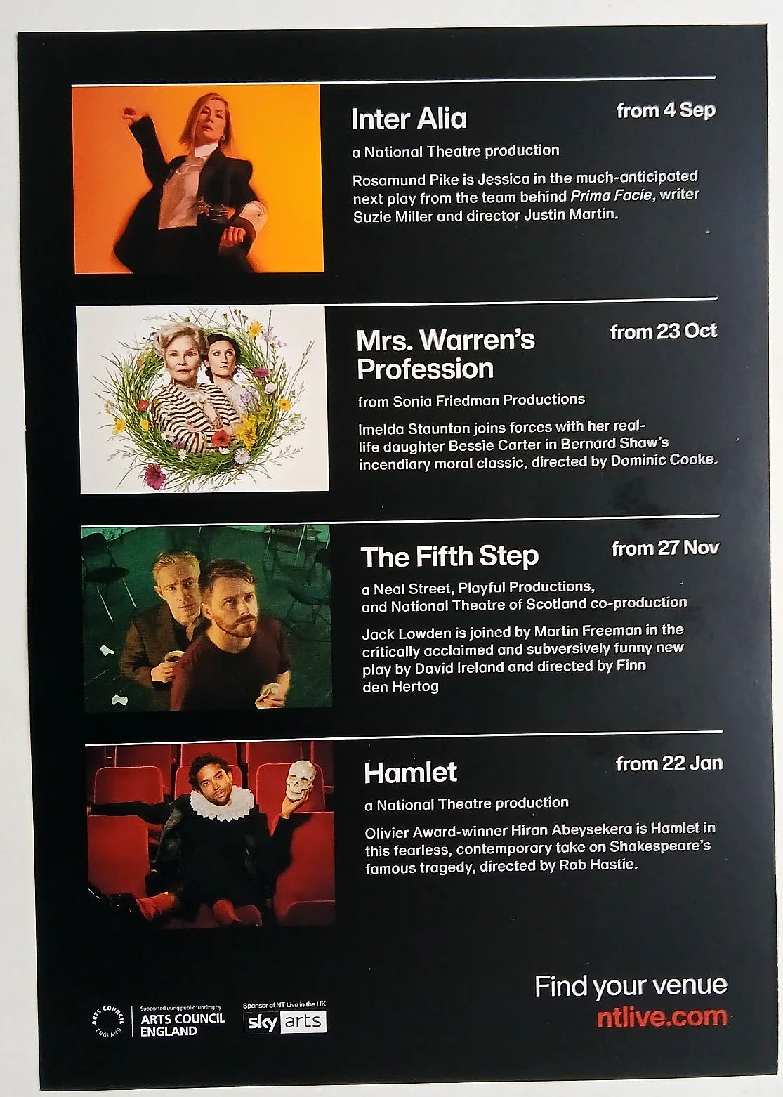 Rosamund Pike Inter Alia National Theatre Live flyer x 1, изображение 3