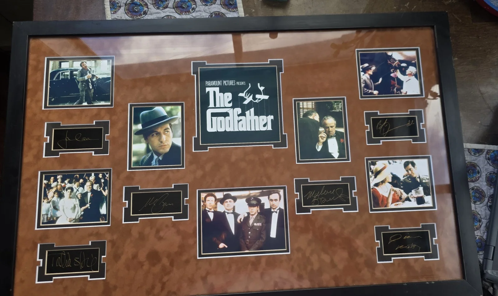 Marlon Brando, Al Pacino, Talia Shire, Diane Keaton, James Caan — The Godfather Framed Original Signed Photo Collage Brando Pacino Caan