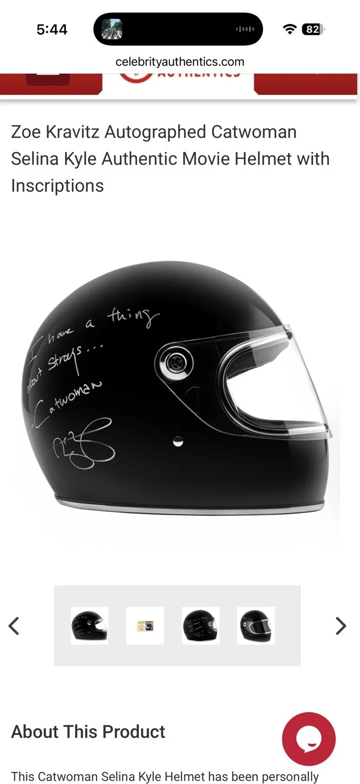 Zoe Kravitz — Zoe Kravitz Autographed Catwoman Selina Kyle Authentic Movie Helmet with Insc