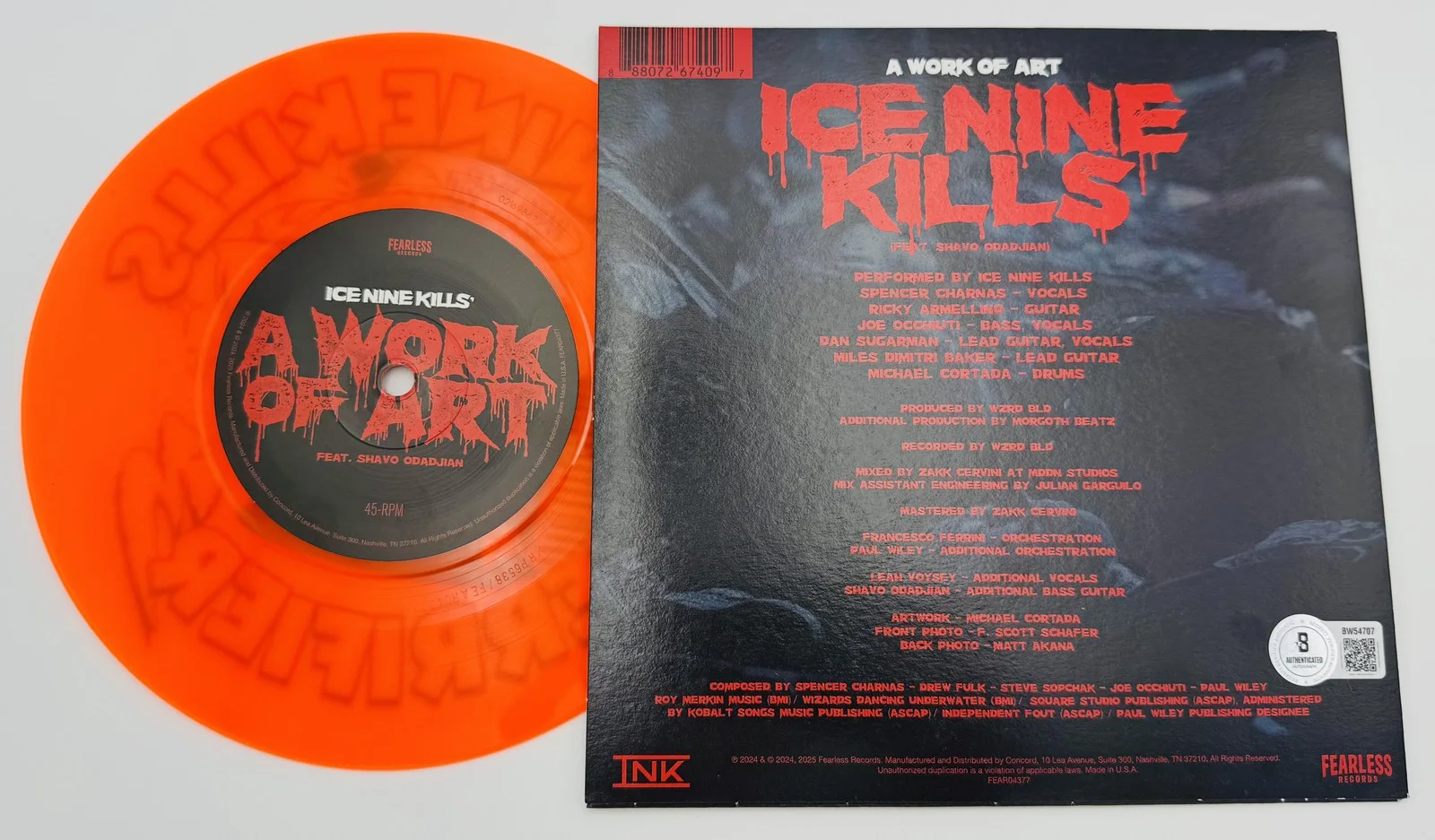 David Howard Thortnon signed Ice Nine Kills 7" Vinyl Terrifier autograph BAS 707, image 3