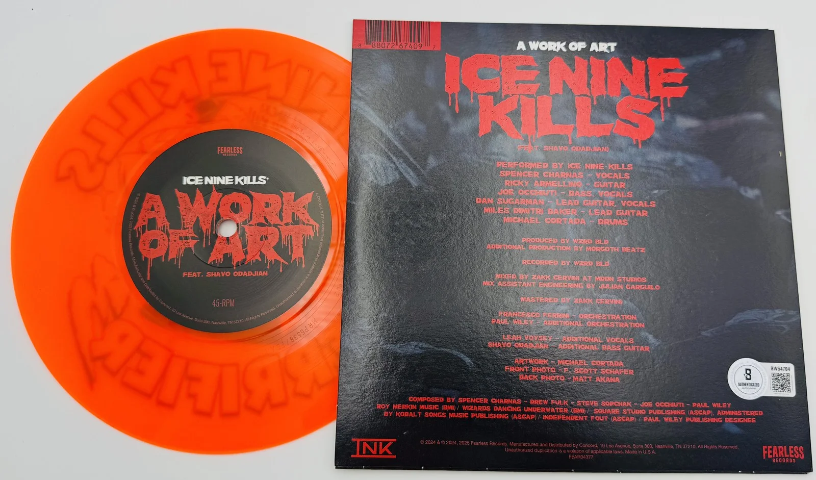 David Howard Thortnon signed Ice Nine Kills 7" Vinyl Terrifier autograph BAS 704, image 3