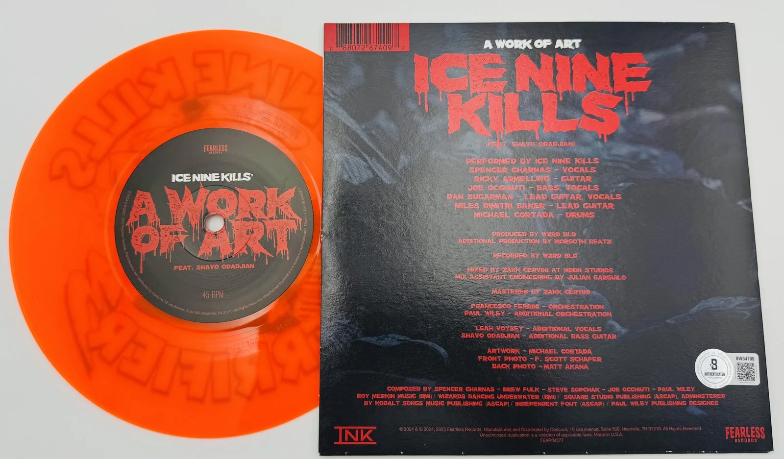 David Howard Thortnon signed Ice Nine Kills 7" Vinyl Terrifier autograph BAS 705, image 4