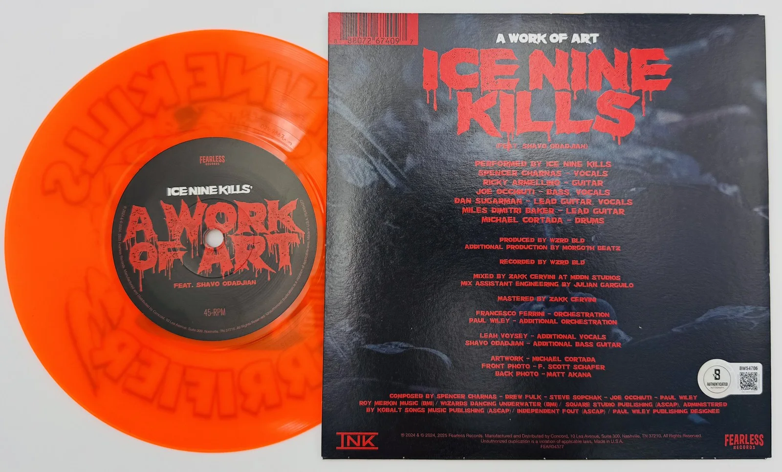 David Howard Thortnon signed Ice Nine Kills 7" Vinyl Terrifier autograph BAS 706, image 4