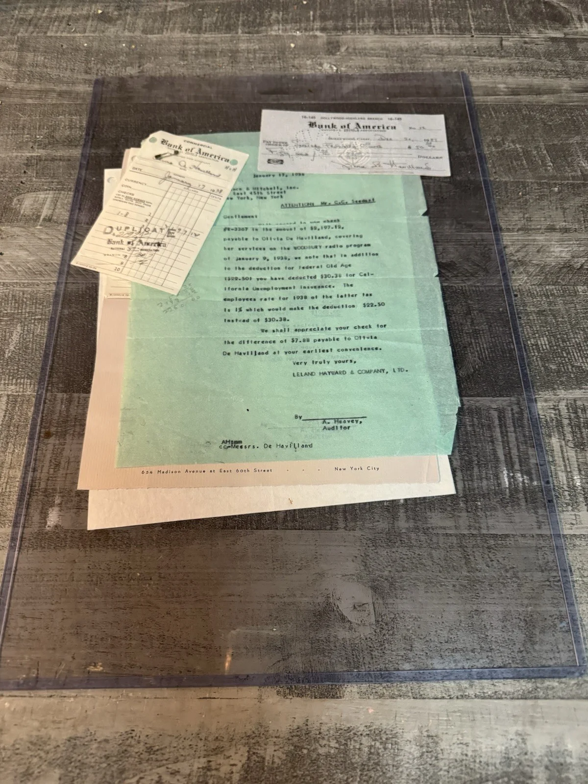 Olivia de Havilland — Olivia de Havilland Signed Check 1937 Group 3 Receipts COA Gone With The Wind, image 2