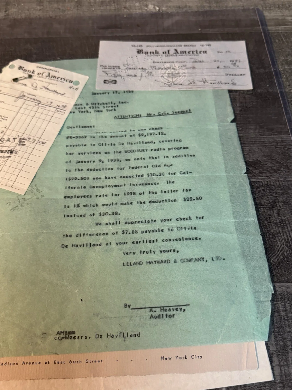 Olivia de Havilland — Olivia de Havilland Signed Check 1937 Group 3 Receipts COA Gone With The Wind, image 5