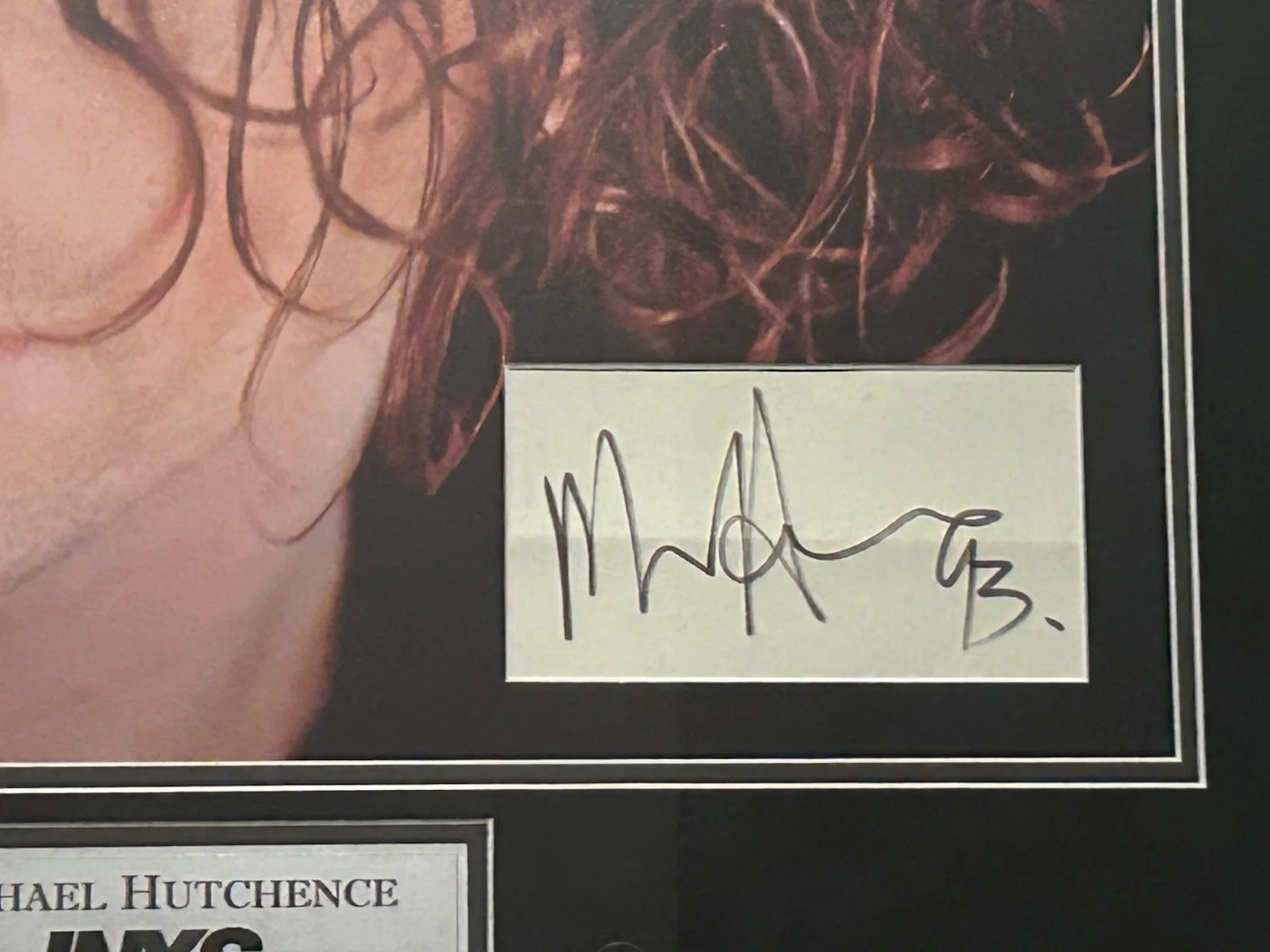 Michael Hutchence Signed INXS Index Card Insert Photo Framed 23x27 COA, image 4