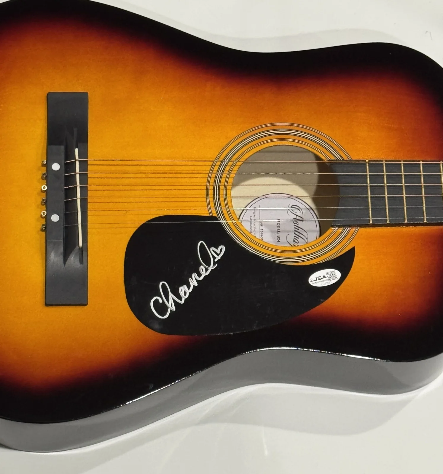 CHANEL WEST COAST SIGNED SUNBURST ACOUSTIC GUITAR COUNTRY MTV JSA COA, image 2