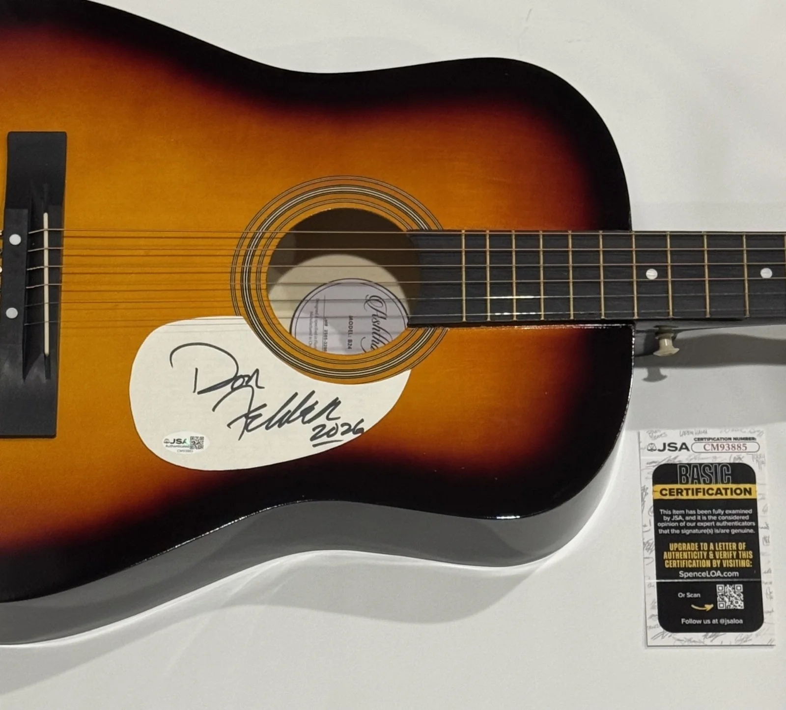 DON FELDER SIGNED SUNBURST ACOUSTIC GUITAR THE EAGLES JSA COA, image 2