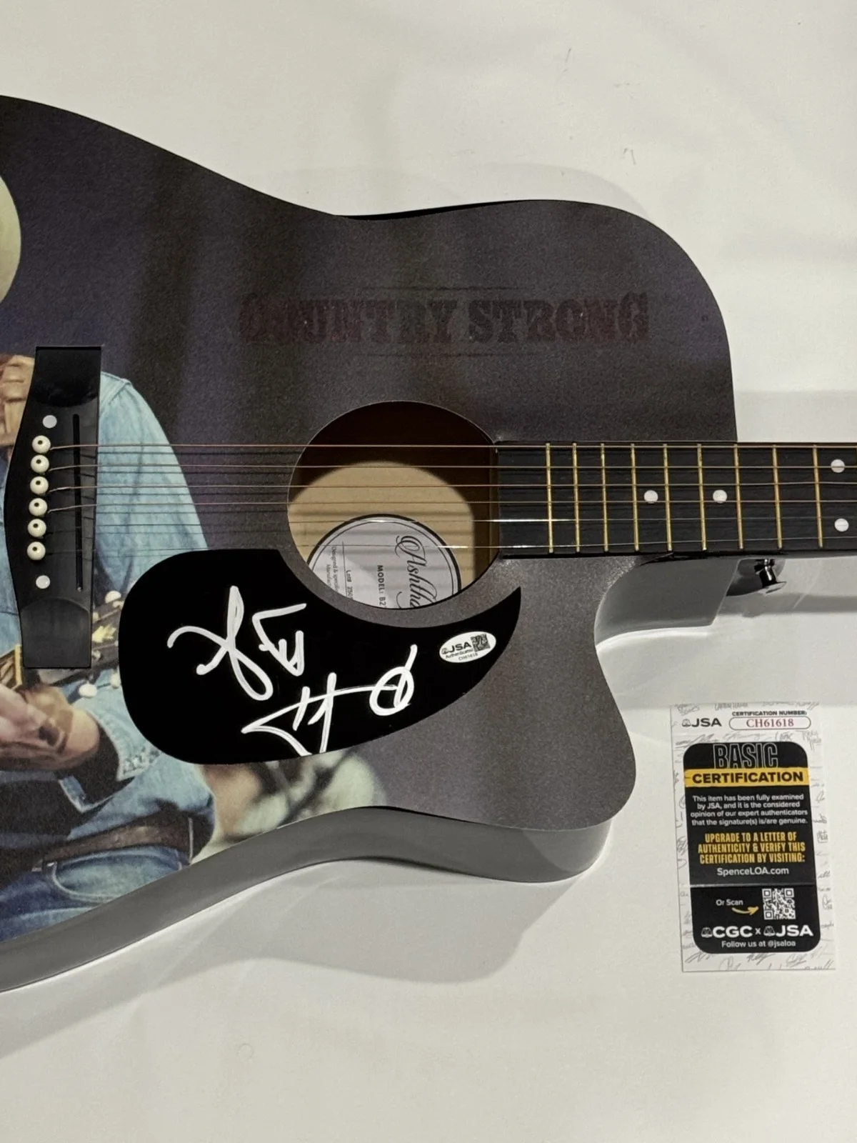 GARRETT HEDLUND SIGNED CUSTOM ACOUSTIC GUITAR COUNTRY STRONG JSA COA, image 2