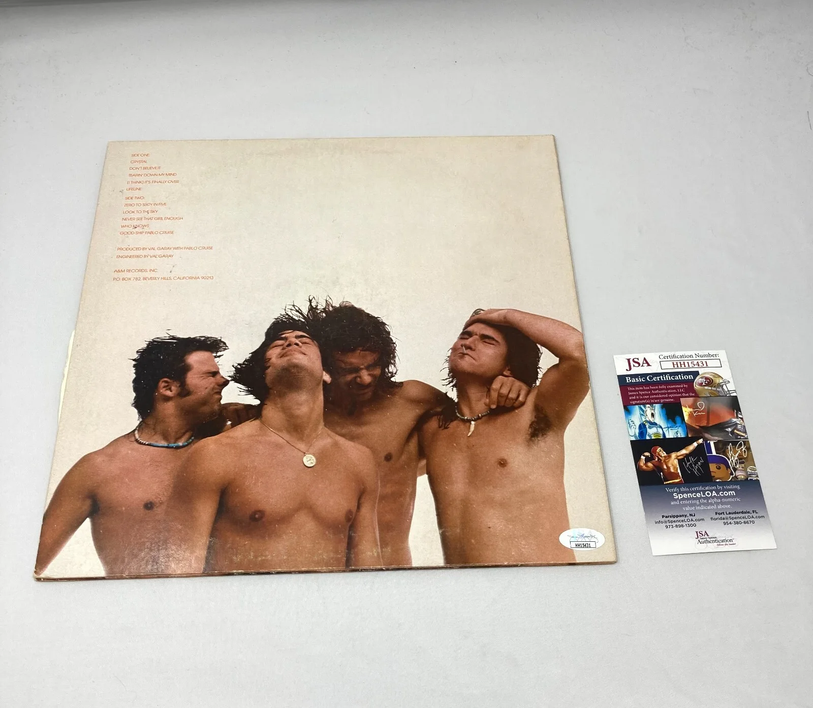 Pablo Cruise signed Lifeline Album JSA COA Certificate (David, Cory, Steve), image 2