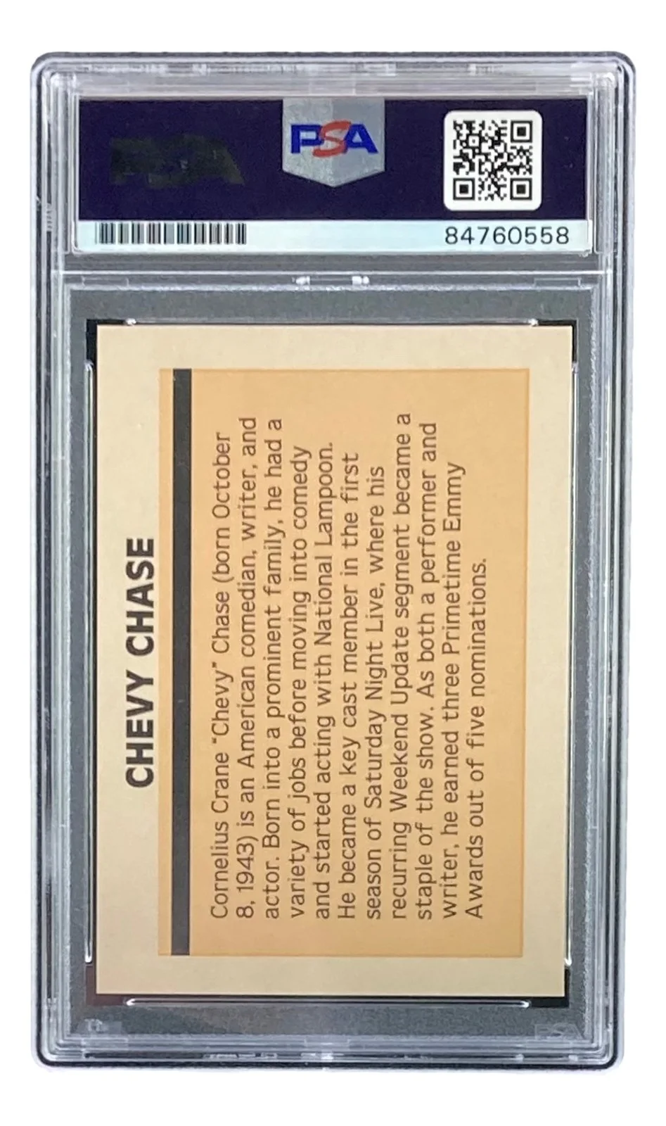 Chevy Chase — Chevy Chase Signed National Lampoon's Vacation Trading Card PSA/DNA Gem MT 10, image 2