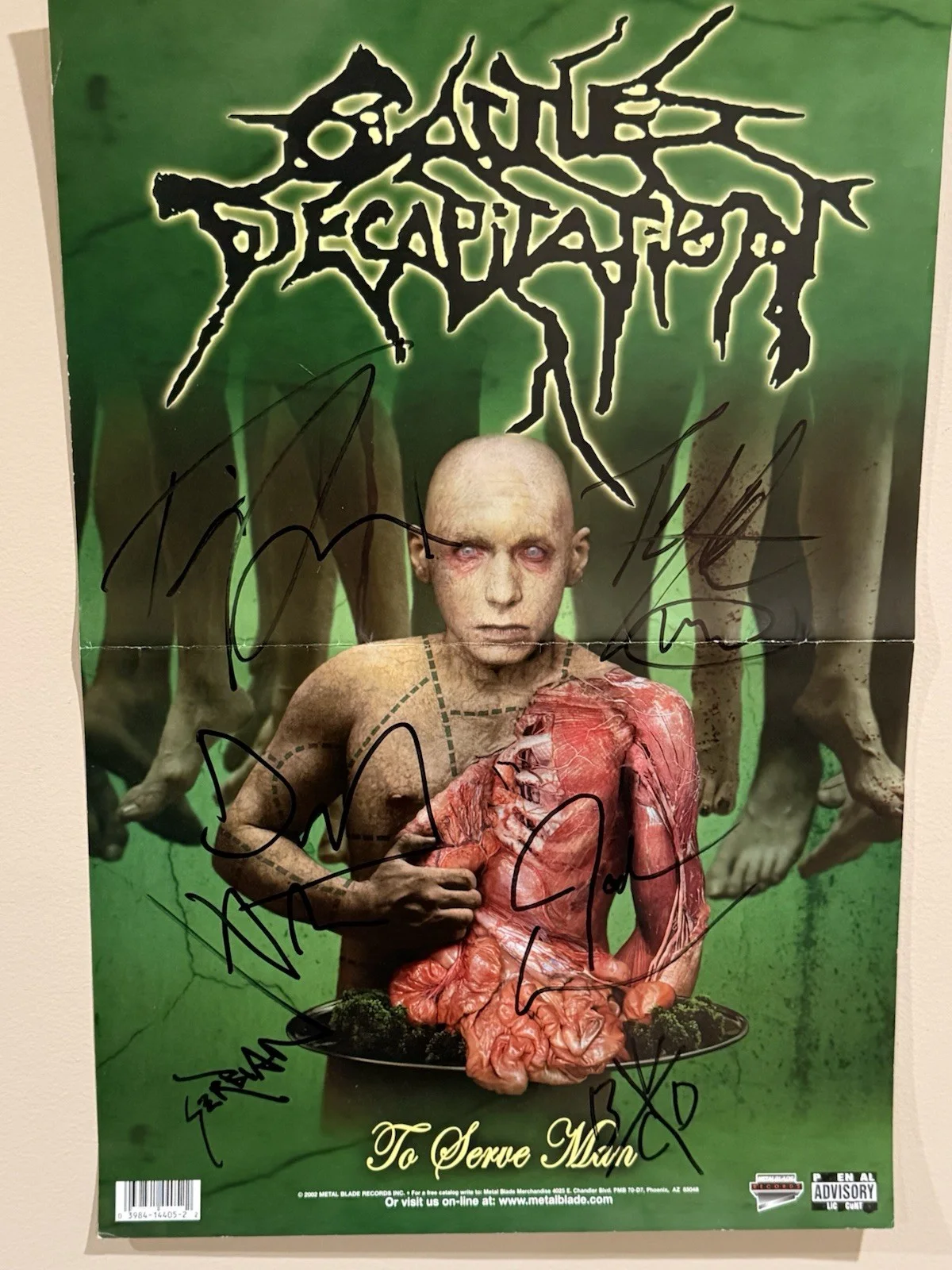 *RARE* Cattle Decapitation Signed “To Serve Man” Poster JSA Authenticated ￼, image 2