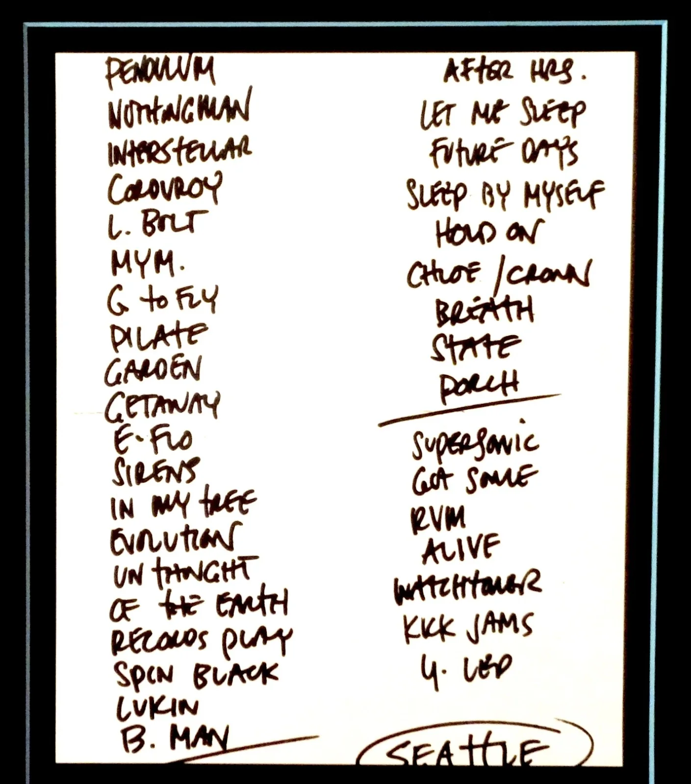 PEARL JAM HAND SIGNED AUTOGRAPHED CUSTOM FRAMED PHOTO AND SETLIST BY ALL 5 PROOF, image 3