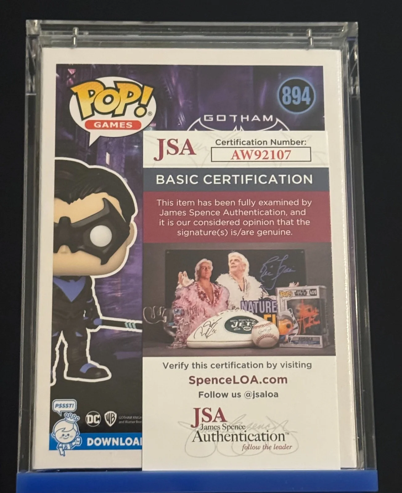 Christopher Sean — CHRISTOPHER SEAN Signed NIGHTWING Gotham Knights FUNKO POP Vinyl JSA COA Cert, image 3