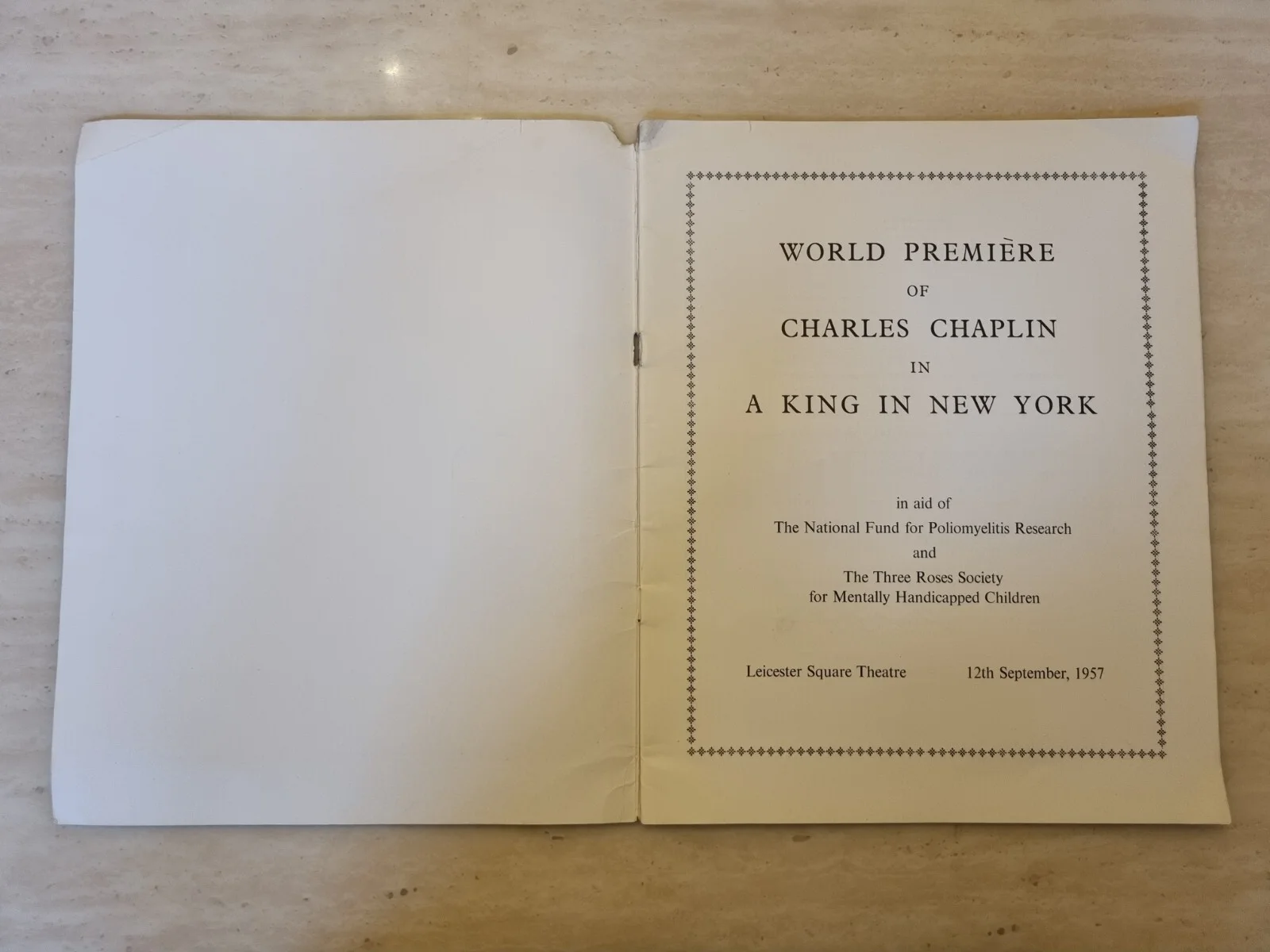 World Premiere of Charles Chaplin in A King in New York Very Rare Programme, image 2