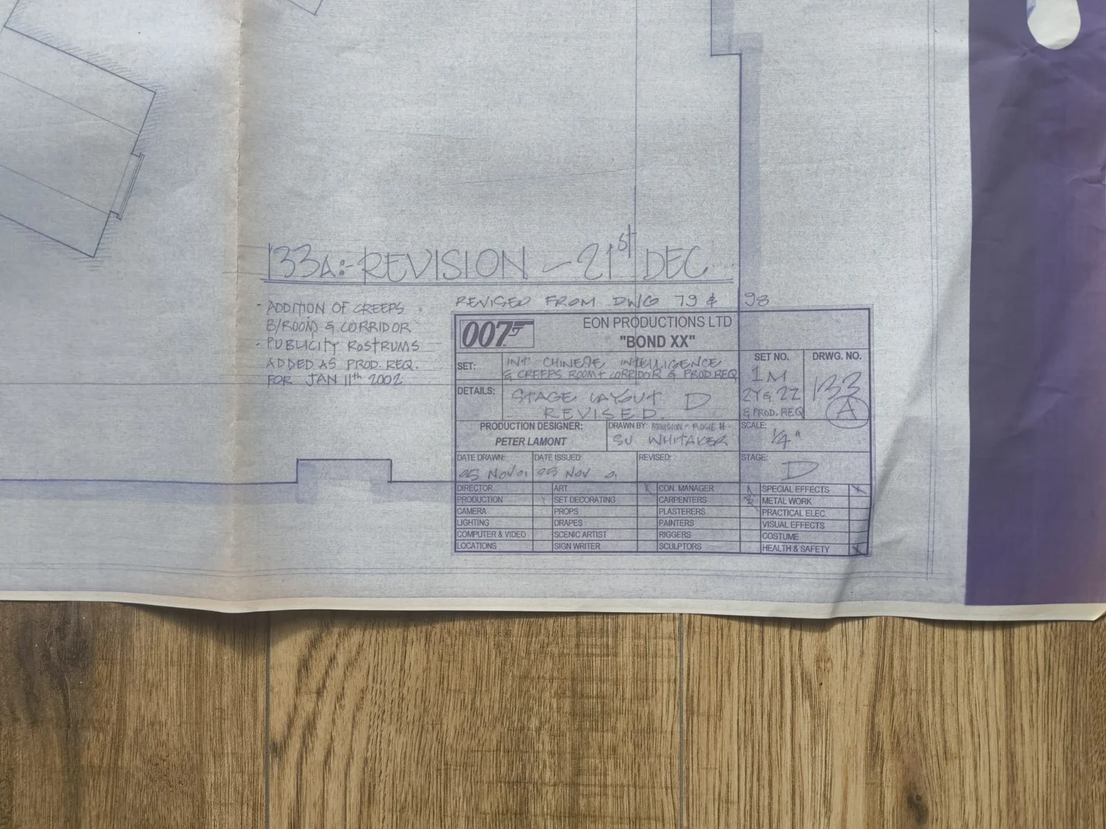 James Bond - Die Another Day 2002 - Genuine Film Set Drawings 'Peter Lamont', изображение 2