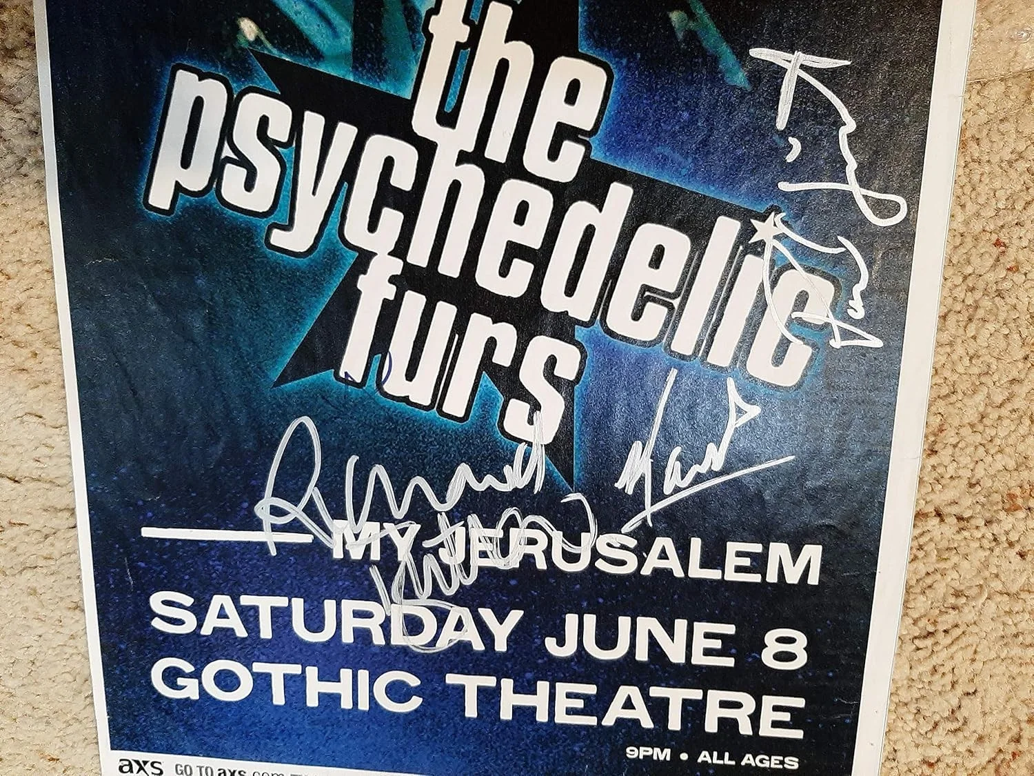 * THE PSYCHEDLIC FURS * signed Gothic Theater Denver 11x17 billboard poster, image 2