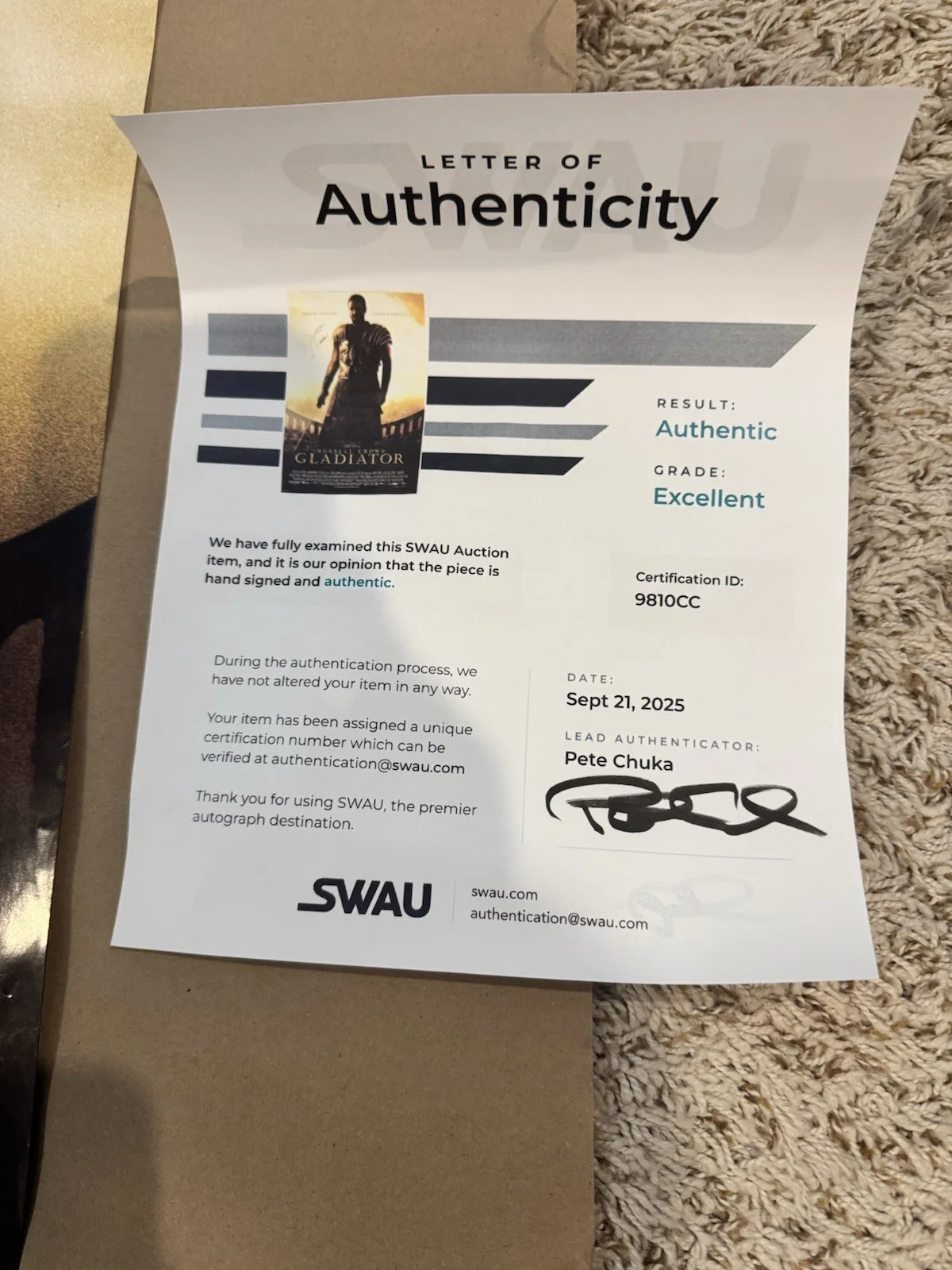 Russell Crowe Signed Autographed 27x40 Gladiator Movie Poster SWAU COA W/Maximus, изображение 3