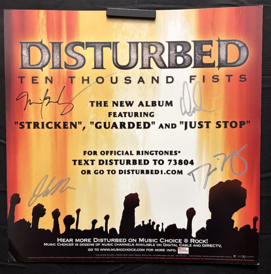 SIGNED Disturbed - Ten Thousand Fists - 2005 Reprise Album Promo Poster Flat, image 2
