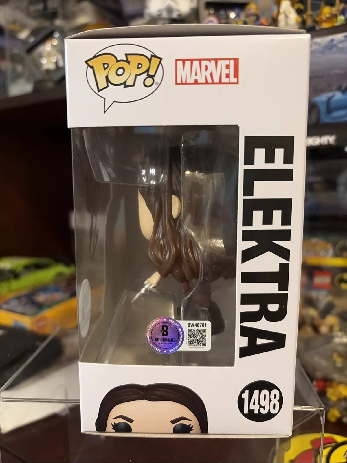 Funko Pop! #1498 Elektra Signed Jennifer Garner, Beckett COA Wolverine Deadpool, image 2
