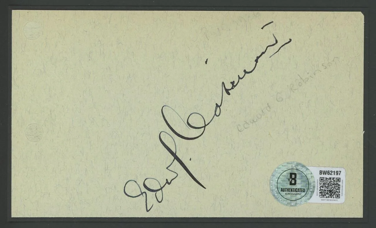Edward G. Robinson — EDWARD G. ROBINSON (1893-1973) autograph cut | "Key Largo" - signed BAS cert