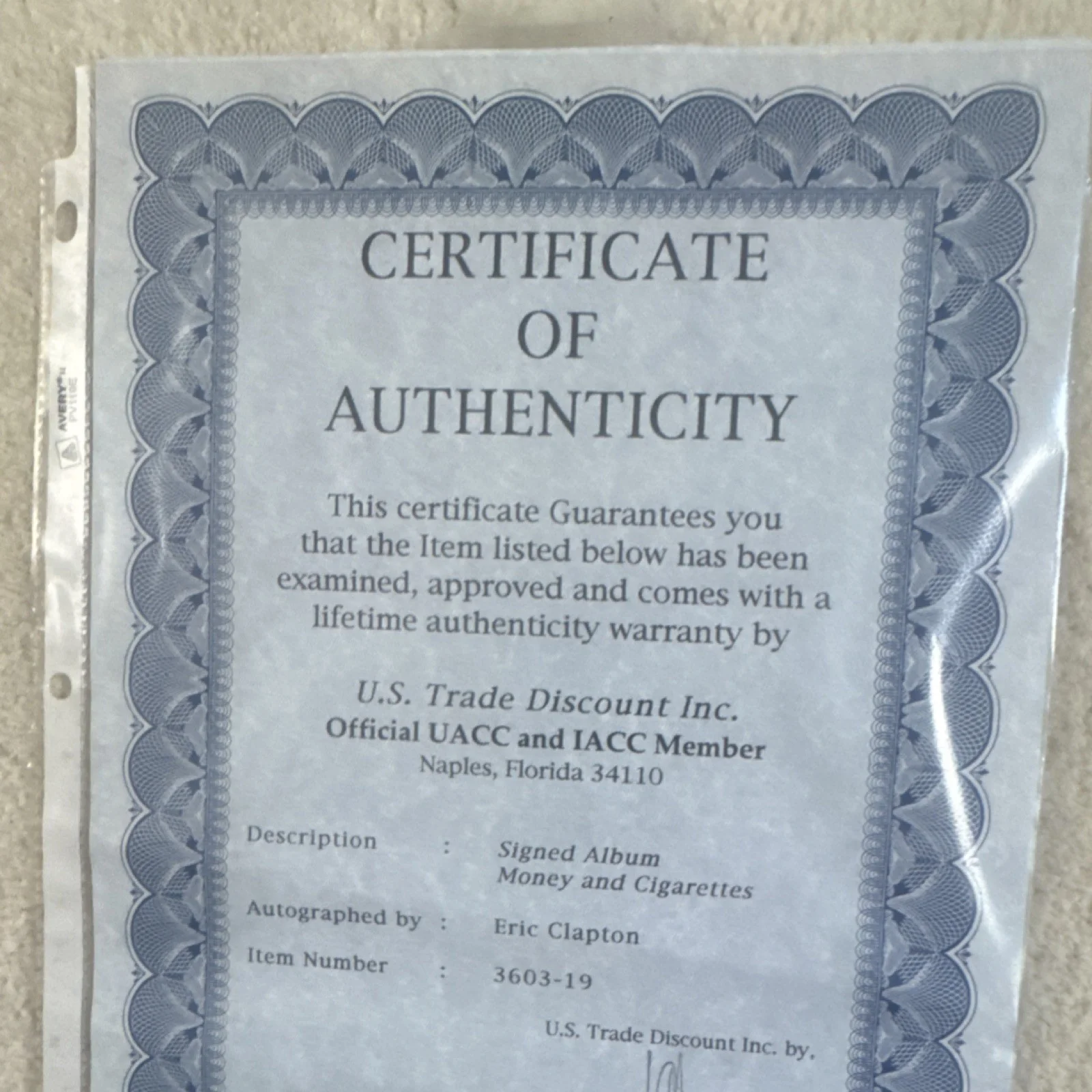 Eric Clapton Money and Cigarettes Signed Record U.S. Trade Discount Authenticat…, image 4