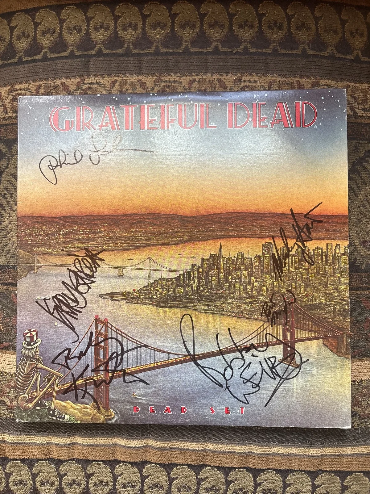 Whole Band SIGNED GRATEFUL DEAD 'DEAD SET' LIVE VINYL RECORD LP, image 2