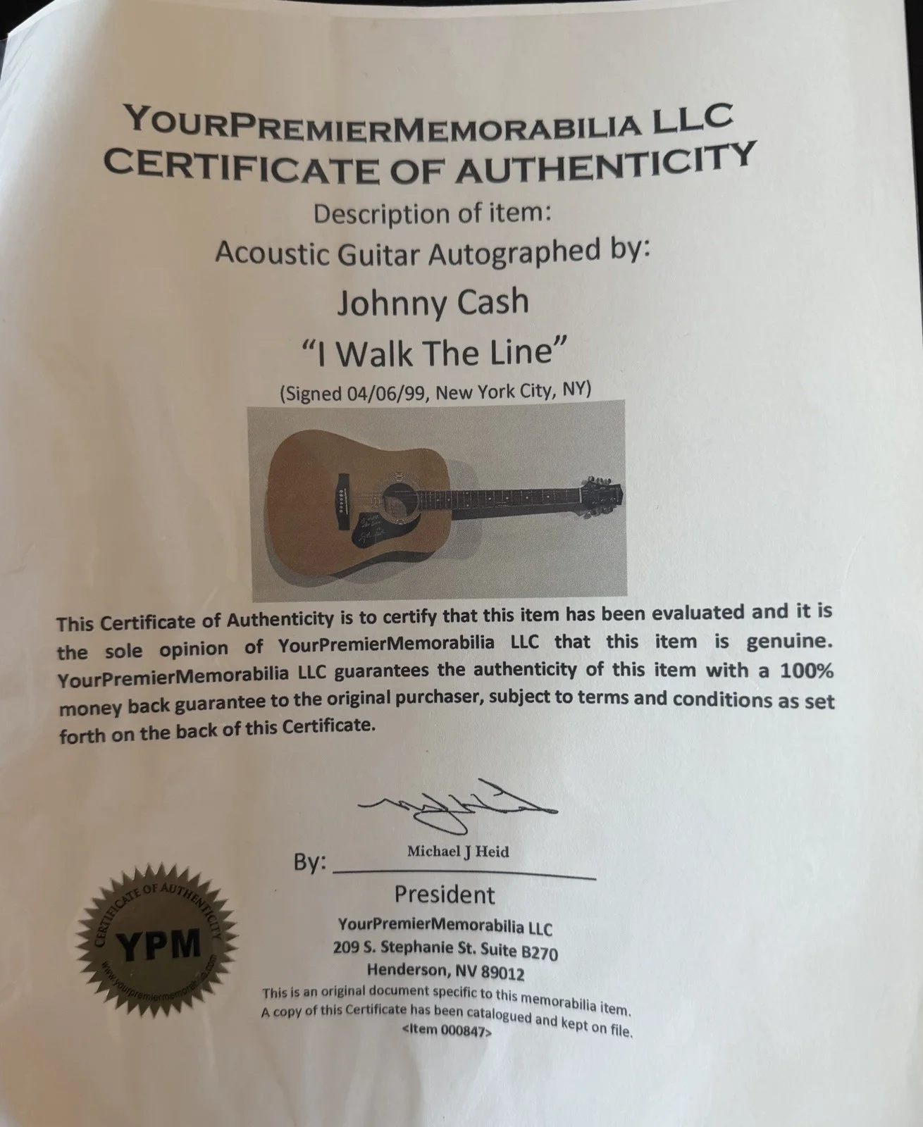 Johnny Cash — 🔥PRICE DROP Johnny Cash Autographed Acoustic Guitar - “I Walk The Line” W/ COA, изображение 3