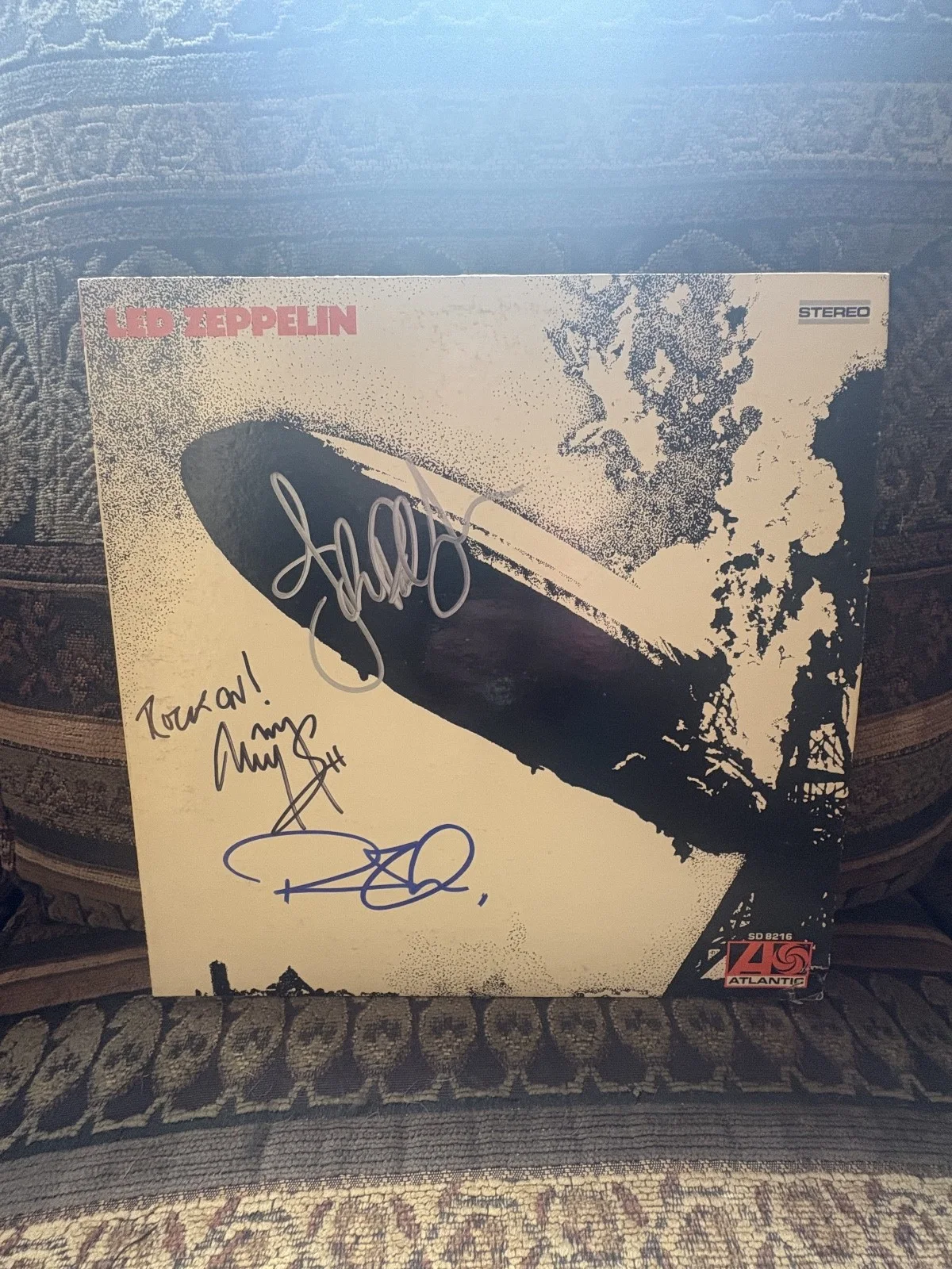 Jimmy Page, Robert Plant, John Bonham & John Paul Jones — Page, Plant, John Paul Jones Signed Led Zeppelin I Album Cover w Vinyl