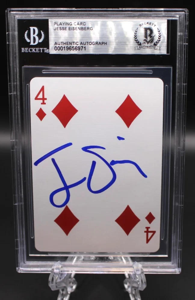 JESSE EISENBERG SIGNED NOW YOU SEE ME MAGIC PLAYING CARD BAS BECKETT SLABBED BGS, изображение 2